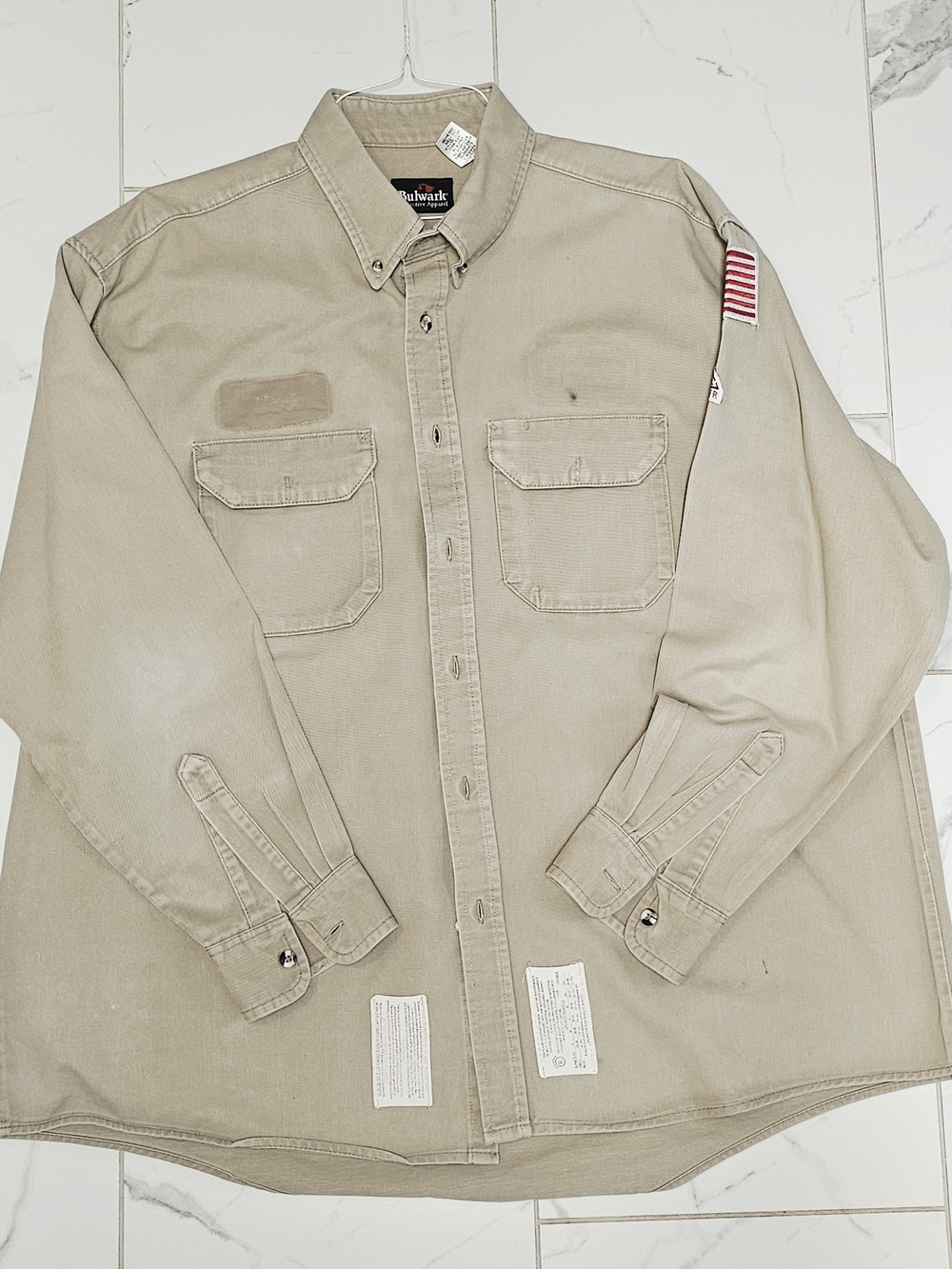 xL Men's Bulwark FR Tan Work Shirt Jacket - Flame Resistant